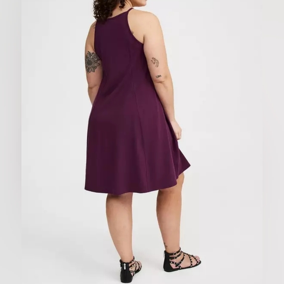Torrid High Neck Purple Sleeveless Goddess Trapeze Cotton Blend Dress 2X 18/20 - Picture 2 of 6